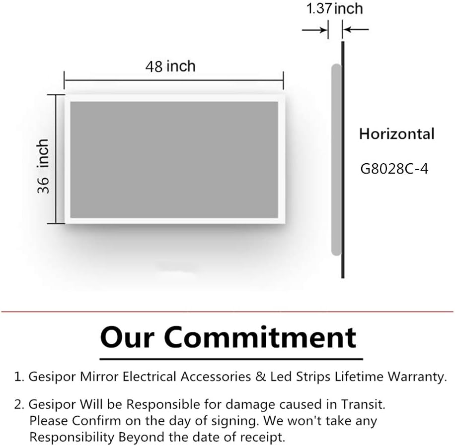 Exсluѕіvе Gesipor LED Bathroom Mirror - 48x36 Inch Lighted Vanity Mirrors for Bathroom Wall Mounted Backlit, Dimmable Anti-Fog Smart Mirror with Wireless Speaker (Horizontal)