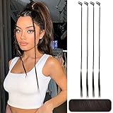Braid Hair Extensions, 4 PCS Baby Braids Front Side Bang Curtain Bang Clip in Hair Extensions Long Braided Hair Piece Natural Soft Synthetic Hair for Women Daily Wear 20 Inch Black Brown
