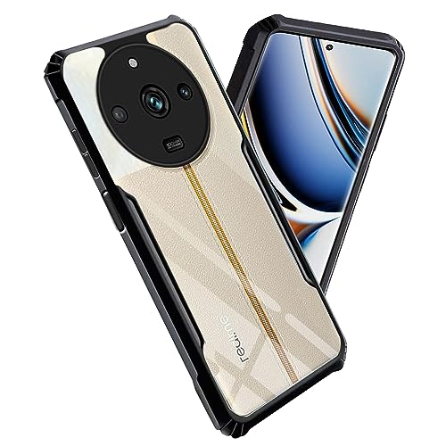 Image of A rtistque Clear Hard Transparent Acrylic Armor Anti-Drop Shockproof TPU Edge Back Cover Case for Realme 11 Pro /Pro Plus /Narzo 60 Pro 5G - Black