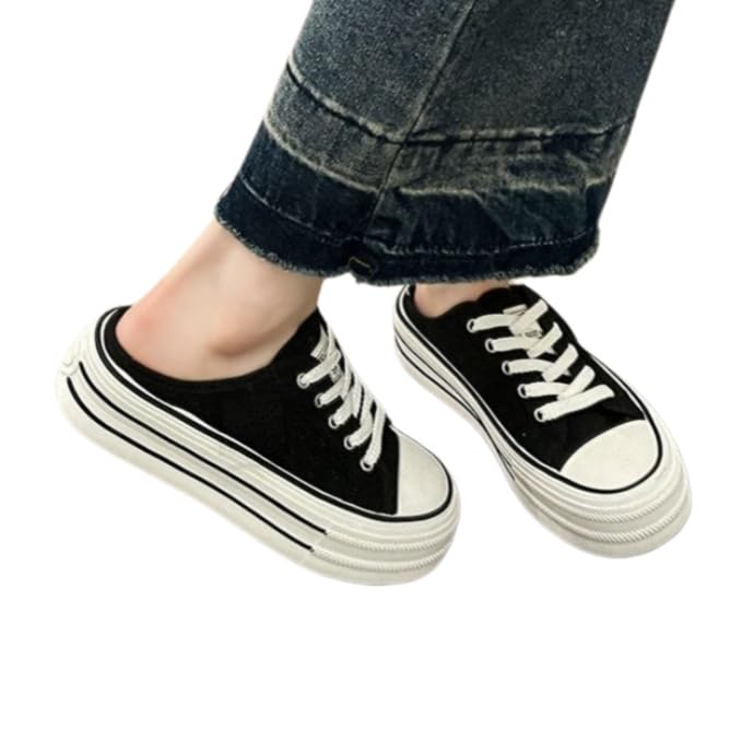 Sneakers Donna,Scarpe da Ginnastica Basse Casual da Donna in Tela con Plateau E Suola Spessa, Allacciatura Frontale, Ideali per Camminare Tutti I Giorni.