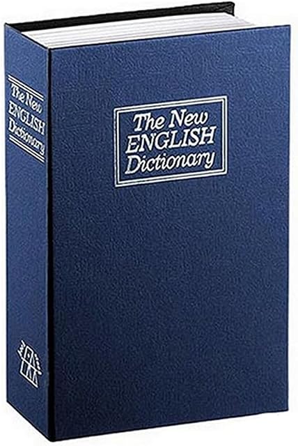 MUJGAN Book Safe with Key Lock, Portable Metal Safe Box,Secret Book Hidden Safe,Dictionary Diversion Book Safe, 18" x 11" x 6 " CM ( Dark Blue Large )