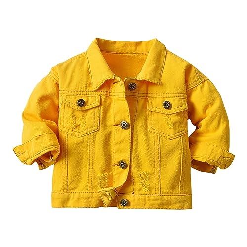Baby Boys Girls Ripped Denim Jacket Kids Toddler Basic Long Sleeve Cowboy Outwear Retro Button Down Casual Clothes