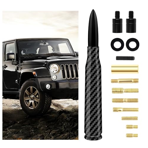 Car Bullet Antenna,Truck Exterior Decoration Accessories Car Vehicle Replacement Antenna Conpatible with Ford F150 RAM 1500 GMC Heavy Duty Pickup Trucks Accessories(Carbon Fiber Black)