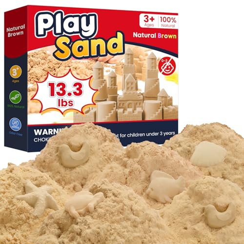 FURWEY 13.3lbs Play Sand Natural Brown Sensory Sand Suitable for Children to Shaping Squeezing and SculptingWithout Molds