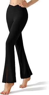 Flare Leggings, Crossover Women’s Bootcut Yoga Pants with Tummy Control, High-Waisted and Wide Leg