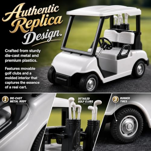 Carrito de Golf de Juguete 1:20 Escala Die Cast Metal miniatura 4