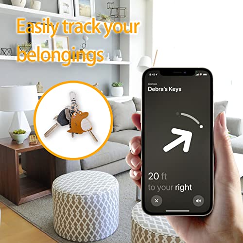 Image of Leather Keychain Case Holder Compatible with Apple AirTag, GPS Airtag Keychain Finder Tracker with Key Ring, Anti-Scratch Protective Air Tag Cover | Leather