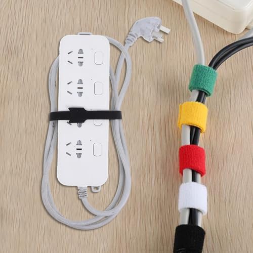 100pcs bridas reutilizables para cables, sujetadores de correa para electrónica, gestión de cables bajo escritorio, negras, 12x300mm, con gancho y bucle autoadhesivo miniatura 7