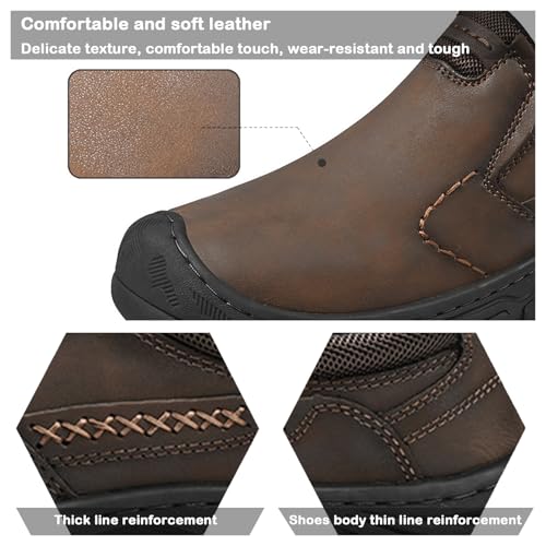 Mens Loafers Casual Slip On Leather Lightweight Shoes, Water-Resistant Non Slip Breathable Modern Dress Business Walking Shoes for Wedding Hiking3