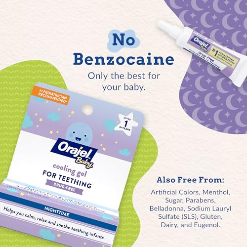 orajel baby nighttime cooling gel for teething drug-free 1 pediatrician recommended brand for teething one 18oz tube