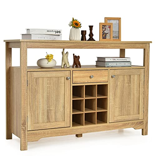 Loko Buffet Cabinet With Storage, Kitchen Storage Cabinet With Anti-Toppling Fitting, Sideboard Buffet With Removable Wine Rack, 46 X 16 X 31.5 Inches (Natural) #TOP17