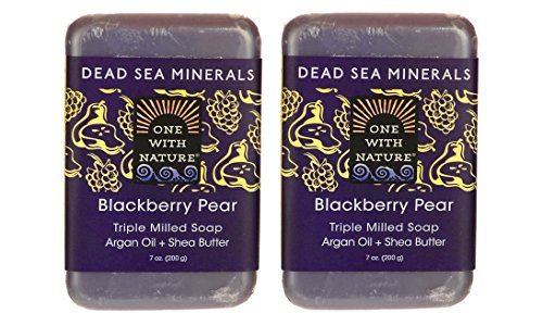 One With Nature Blackberry Pear Soap (Pack of 2) With Dead Sea Minerals, Argan Oil and Shea butter, 7 oz. Each