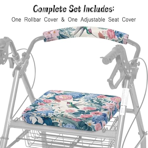Image of Hummingbird Universal Rollator Accessories, Soft Seat and Backrest Covers for Walkers, Adjustable Walker Seat Covers for Seniors