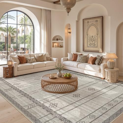 Image of cotiled 6x9 Area Rugs for Living Room: Boho Washable Rug for Dining Room