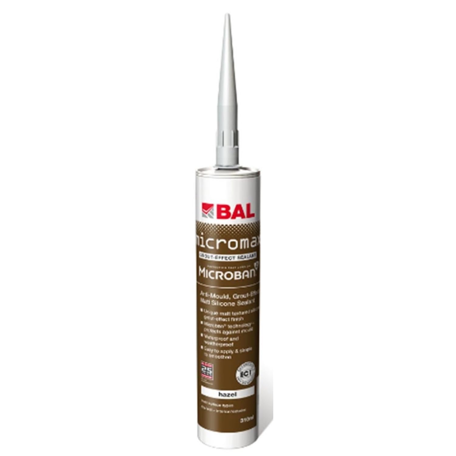 BAL Micromax3 Grout Effect Sealant Suitable For Wall and Floor Matt Finish Tile Silicone Anti Mould Sealer 310ml - Hazel