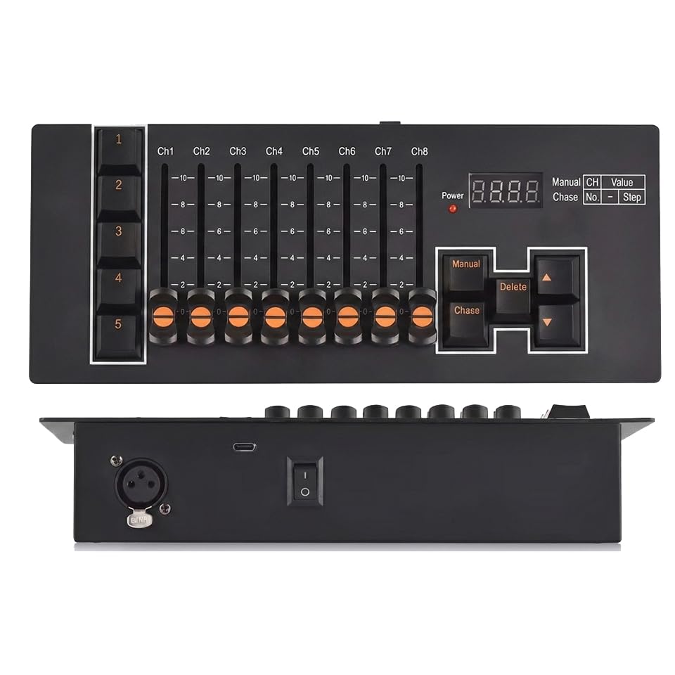 Image of DaBeatz 40 Channel DMX 512 Lighting Control Console with Built in Rechargeable Battery Type C Charging Power for Stage Lighting, DJ, Mobile Heads, Bars, Live Shows, Parties