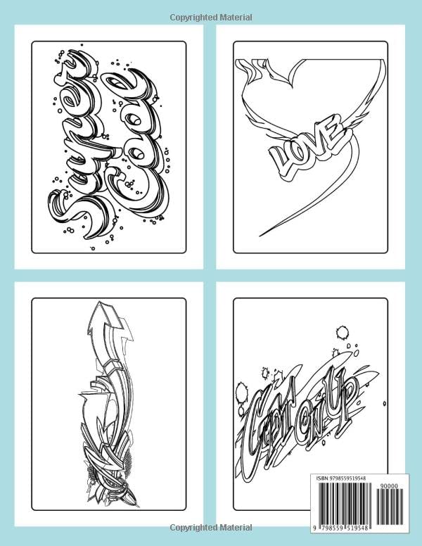 Graffiti Coloring Book: Adult Coloring Book Featuring Amazing Graffiti Drawings, 49 Professional Illustrations for Stress Relief and Relaxation (Graffiti Coloring Pages for Adults).Vol-1 image 3