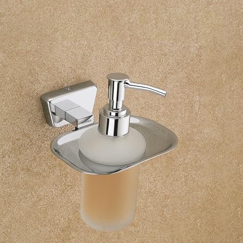 Image of EVANEX EVANEX 304 Grade Stainless Steel Stand Glass Bottle Liquid Soap Dispenser /Hand Wash Gel, Conditioner, Sanitizer Stand, Shampoo Dispenser /Bathroom Accessories Set (Aquarius)