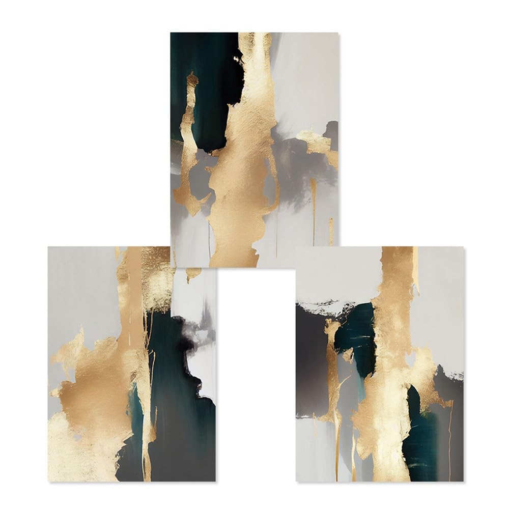 SOBMQ Poster-Modern Abstract Golden Textured Wall Art Posters Canvas Painting Prints Pictures Prints Pictures for Office Living Room Home Decor-50 * 70cm-3PCS (No Frame)