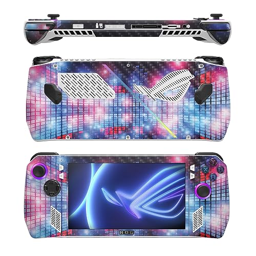 Image of MightySkins Carbon Fiber Skin Compatible with Asus ROG Ally - Neon EQ | Protective, Durable Textured Carbon Fiber Finish | Easy to Apply, Remove, and Change Styles