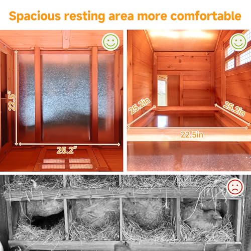 Image of Large Chicken Coop Outdoor Durable Duck House Poultry Pet Hutch & 2 Wood Eggs Run Cage Nesting Box Waterproof Asphalt Roof Ramp Removable Tray Wire Fence for Backyard Small Animal (Orange)