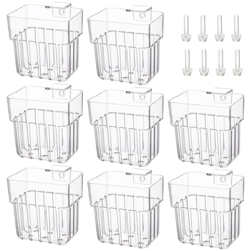 Image of Lawei 8 Pack Acrylic Aquarium Plant Holder, Clear Hanging Aquatic Plant Pot with Hole, Top Aquarium Plant Fish Tank Plant Cup for Water Feature Decoration, Wall-Mounted Plastic Aquatic Plant Baskets