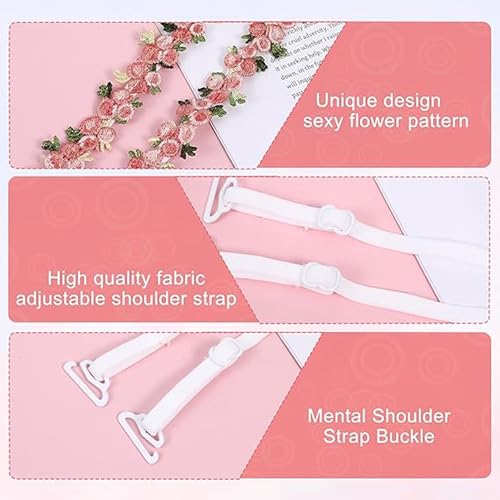 Image of CURATED CART Embroidered Flower Lace Bra Straps for Women -