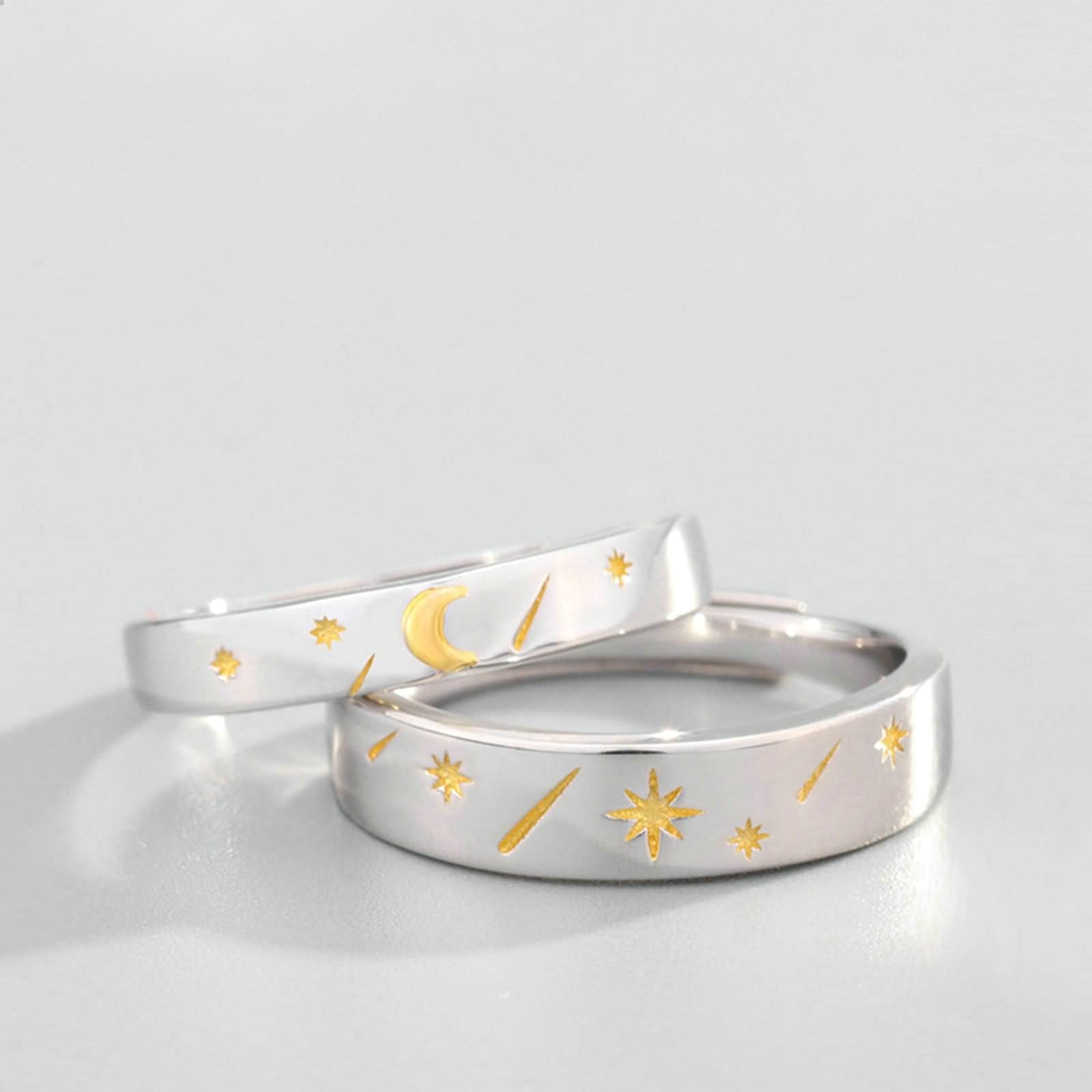 Freundschaftsringe, Ehering, Sonne und Mond, Silber, Gold, Sterlingsilber, Geschenksets für Frauen