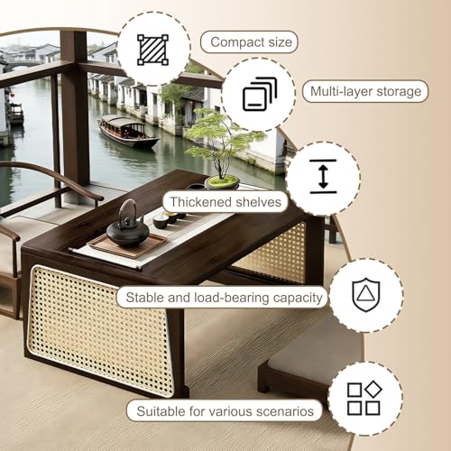 Table basse pliable marron 60x40cm meuble bas polyvalent pour manger et travailler - 4