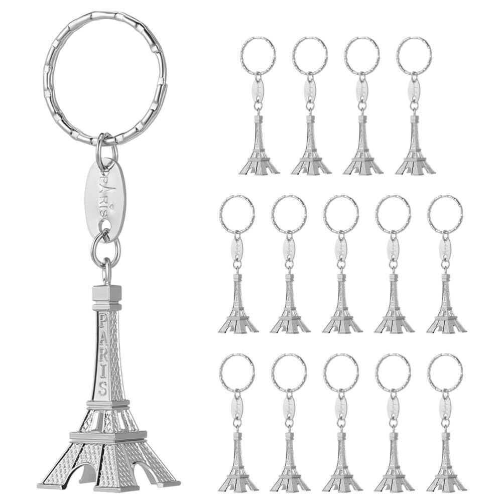SEWACC15pcs Eiffel Tower Keychains French Tower Keyring Retro Adornment French Souvenirs Keychain for Jewelry Table Decor Gifts