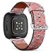 CJBROES Replacement Leather Watch Band, Compatible with Fitbit Versa 3 and Fitbit Sense of Wristband Bracelet Accessory - Flower Floral