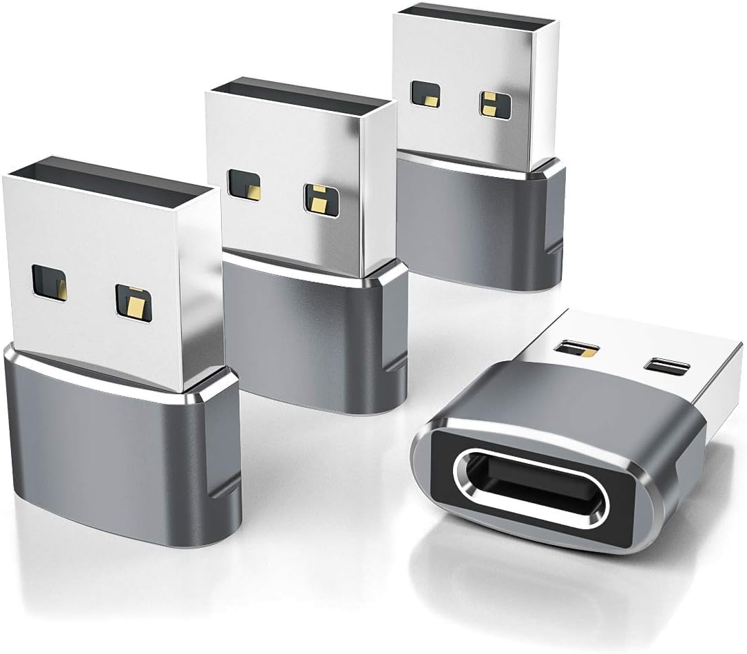 (4 Pack) USB to USB C Adapter ype C Female to A Male Charger Converter for Chargers, Power Banks, Laptops hub 15 14 13 12 Pro Plus Max, A-pple Watch Ultra iWatch Series 8 7