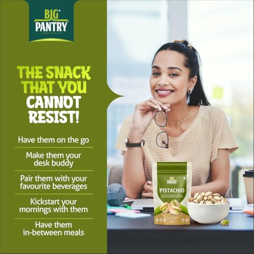 Image of BIG Pantry Premium Roasted & Salted California Pistachios 200g | Jumbo Shelled Pista | Crunchy Protein-Rich Dry Fruits | Gluten Free | Resealable Freshness Pouch (Pack Of 1)
