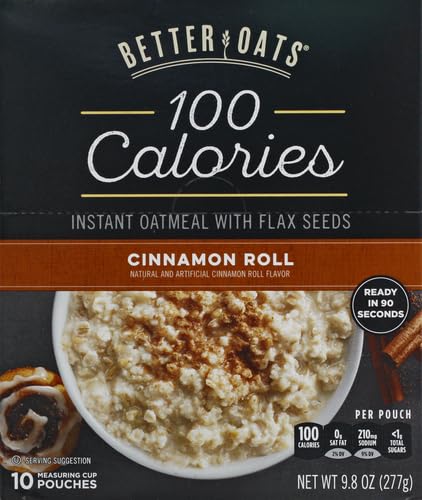 Better Oats 100 Calorie Cinnamon Roll Oatmeal Packets 