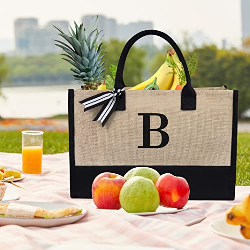 Image of TOPDesign Personalized Initial Jute Bag, Tote Bag for Women