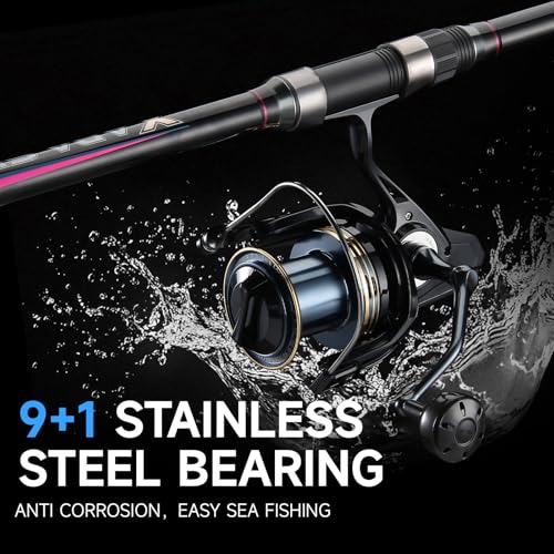 Image of Big Game Surf Spinning Fishing Reel 8000 /12000,20KG Drag Power Backlash-Free Bearings,Metal Reel Seat,Zinc Alloy Gear for Saltwater Inshore and Offshore Fishing