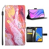 ZHONGWEI Wallet Phone Case for Samsung Galaxy S6 PU Leather Card Holder Designer Marble Texture-aa3 Pattern Design with Kickstand Flip Cover and Wrist Strap Multicolor