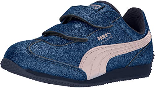 PUMA Girl's Whirlwind Glitz V Kids Shoe, Sargasso sea-Pearl, 3 M US Little Kid