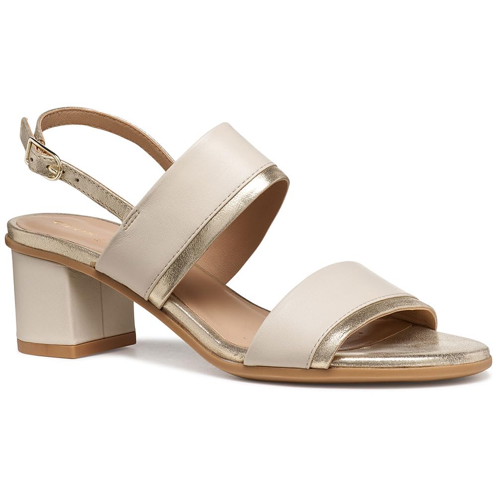 Geox Women D Aurely 50 B Heeled Sandal, Papyrus Lt Gold, 6.5 UK