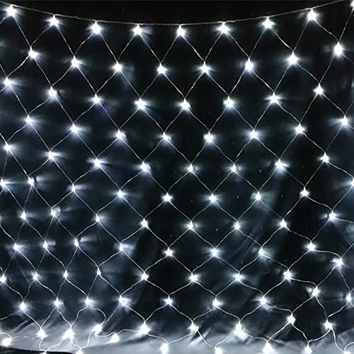 WxiaoD Red de Luces LED Navidad Exterior, 1.5x1.5m 96LED Luces Cortina, 8 Modos IP44 Impermeable Malla Luces para Balcón Jardín Árbol Navidad Exterior Interior Blanco frío