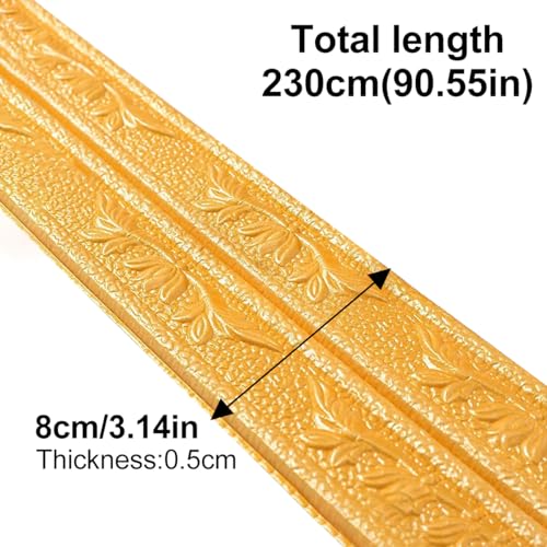 Tira de borde de pared autoadhesiva de 5mm, línea de ajuste y rodapié con patrón 3D 5