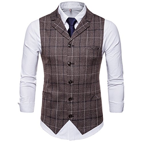 COTTORY Men's 5 Button Notch Lapel Slim Fit Waistcoat Dress Suit Vest