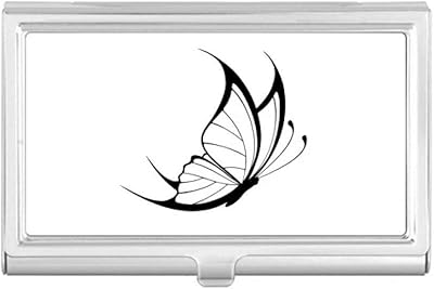 Simple Vintage Flying Black Butterfly Business Card Holder Case Pocket Box Wallet