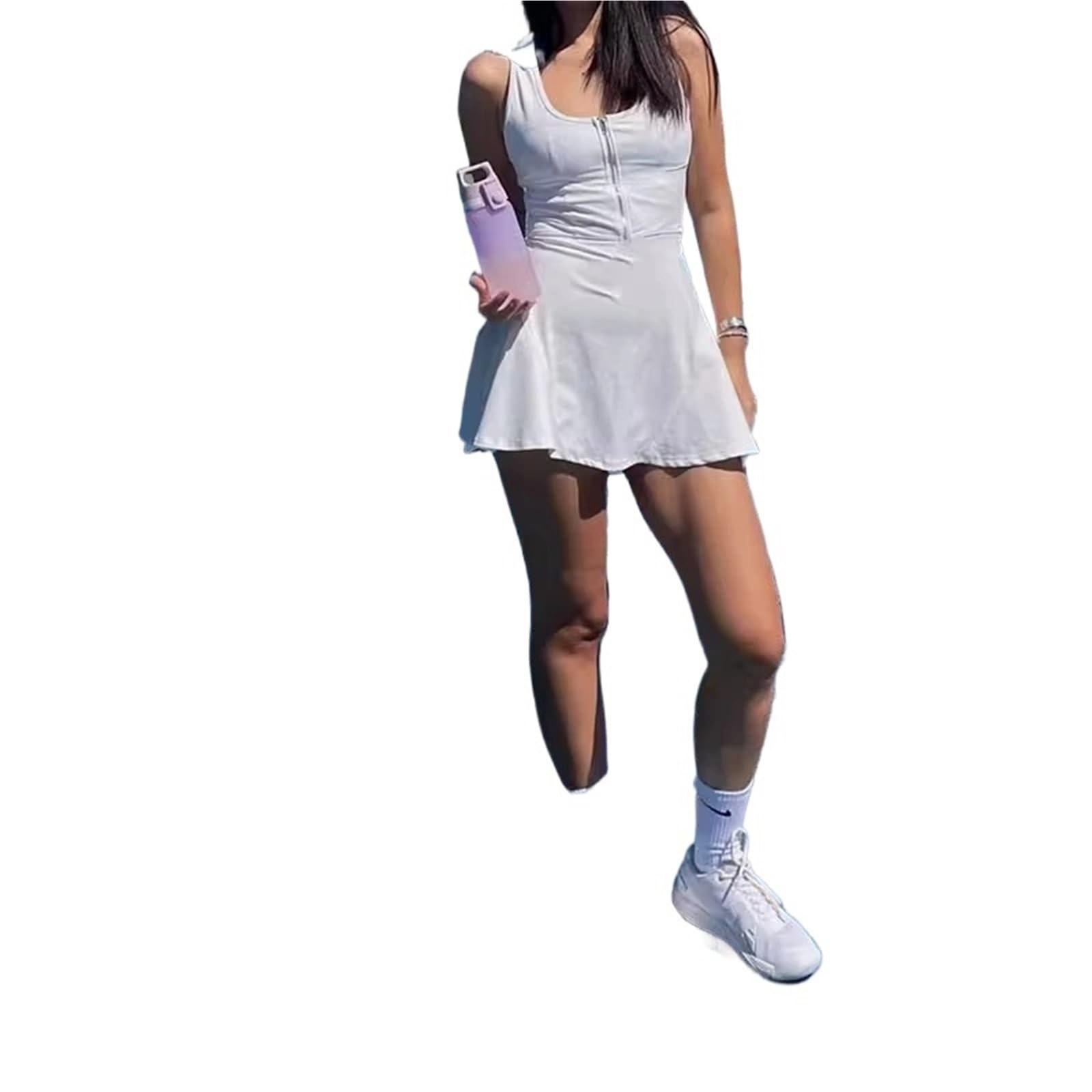 Completo Tennis Donna Abiti Sportivi da Fitness con Cerniera, Un Pezzo con Protezione for Il Petto, Abiti da Tennis da Allenamento
