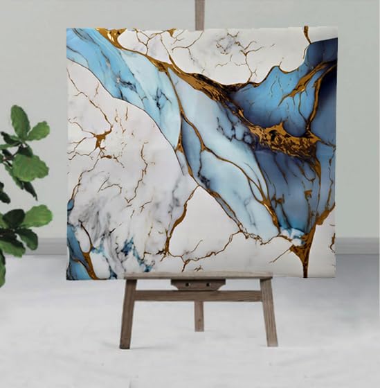 Image of INFINITY DECOR Sky Blue & White Marble UV Wall Panels | 60x60 cm Self Adhesive 3D Wall Tiles | Waterproof & Oil-Proof Peel & Stick Decorative Wall Sheets for Home, Kitchen & Office (Pack of 10)