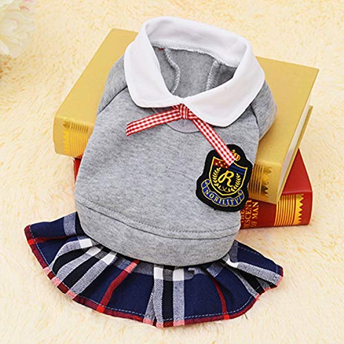 ERCZYO New campus pet clothes fashion England dog clothing Teddy pet school uniform (Color : Grey skirt, Size : XL)