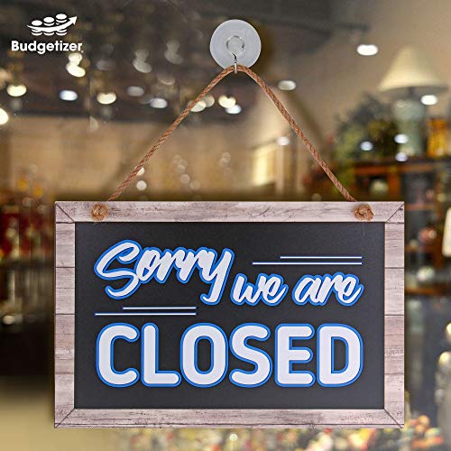 Open Closed Sign for Business – Bundle with 2 Suction Cup, Pull and Push Stickers - Stylish Double-Sided Open Signs for Business is The Ideal Hanging Banner for Restaurant Stores Bar Windows or Doors - Thumbnail 2