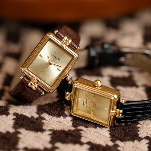 Montre rectangulaire femme noir et marron cadeau idéal - 6