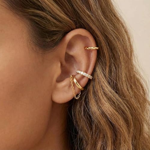 Image of Ear Cuffs Non Piercing 14K Gold Plated Ear Cuff Earrings for Women Trendy Clip on Cartilage Earring Stacks Non Pierced Adjustable Fake Earrings Set Jewelry Christmas Gift 2026 Stocking Stuffers