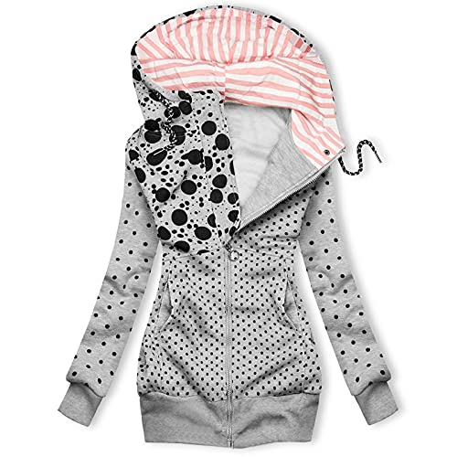 Briskorry Dames licht bedrukt jack sweatshirtjas met ritssluiting stijlvol jack met capuchon hoodie pullover casual capuchontrui met koord casual sweatshirt - Image 5